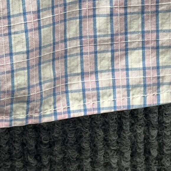 Abercrombie & Fitch Muscle Mens Shirt Large Pink Plaid Gingham Logo Cotton VTG - Picture 7 of 16